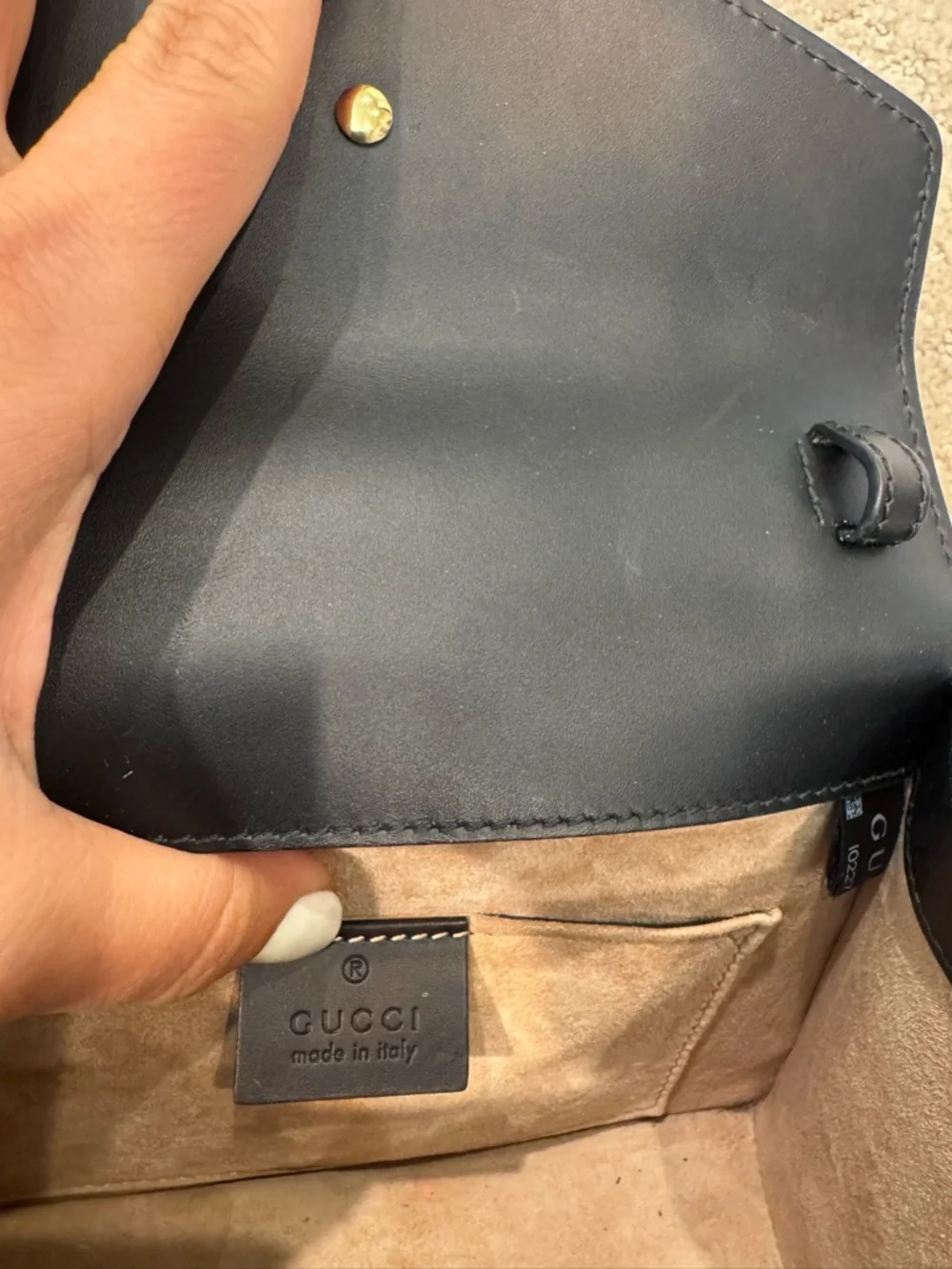 Gucci Black Leather Mini Top-Handle Bag with Green & Red Stripe - Picture 13 of 13